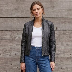 Vintage Cellini Oversized Patchwork Leather Jacket 90s NEW size Small